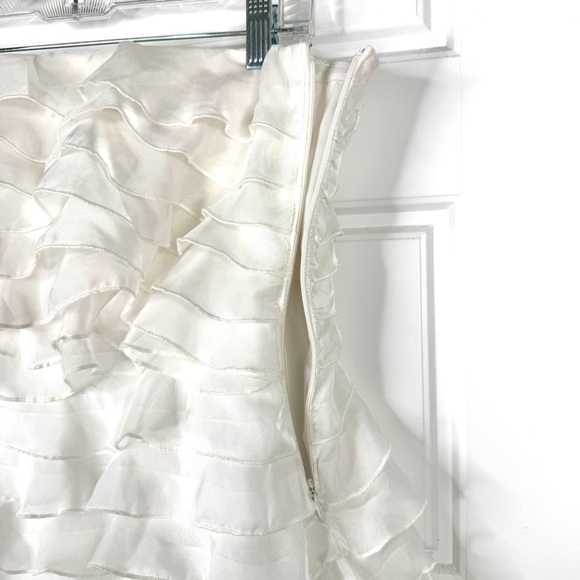 BHLDN Anthropologie Strapless A-Line Ruffled Mini Dress Size 10 White - Picture 12 of 15